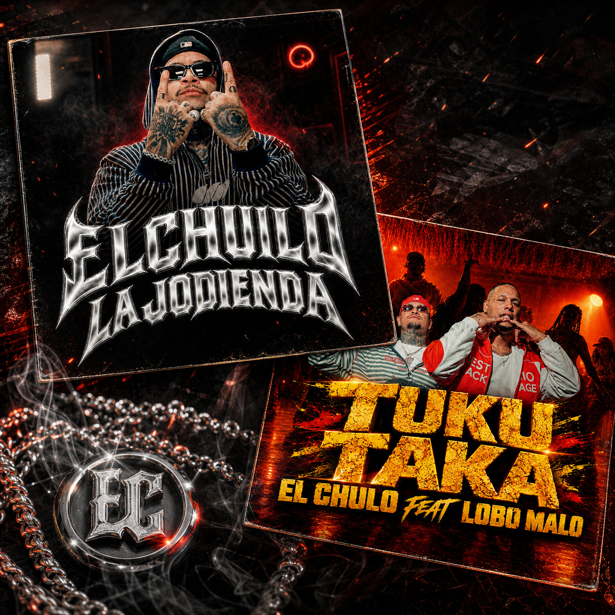 Portada urbana entre fuego y humo